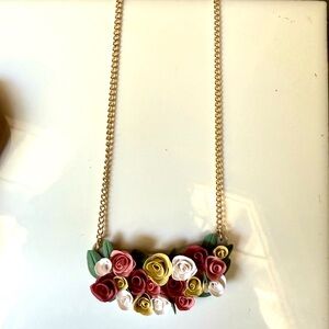 Handmade rose bouquet necklace